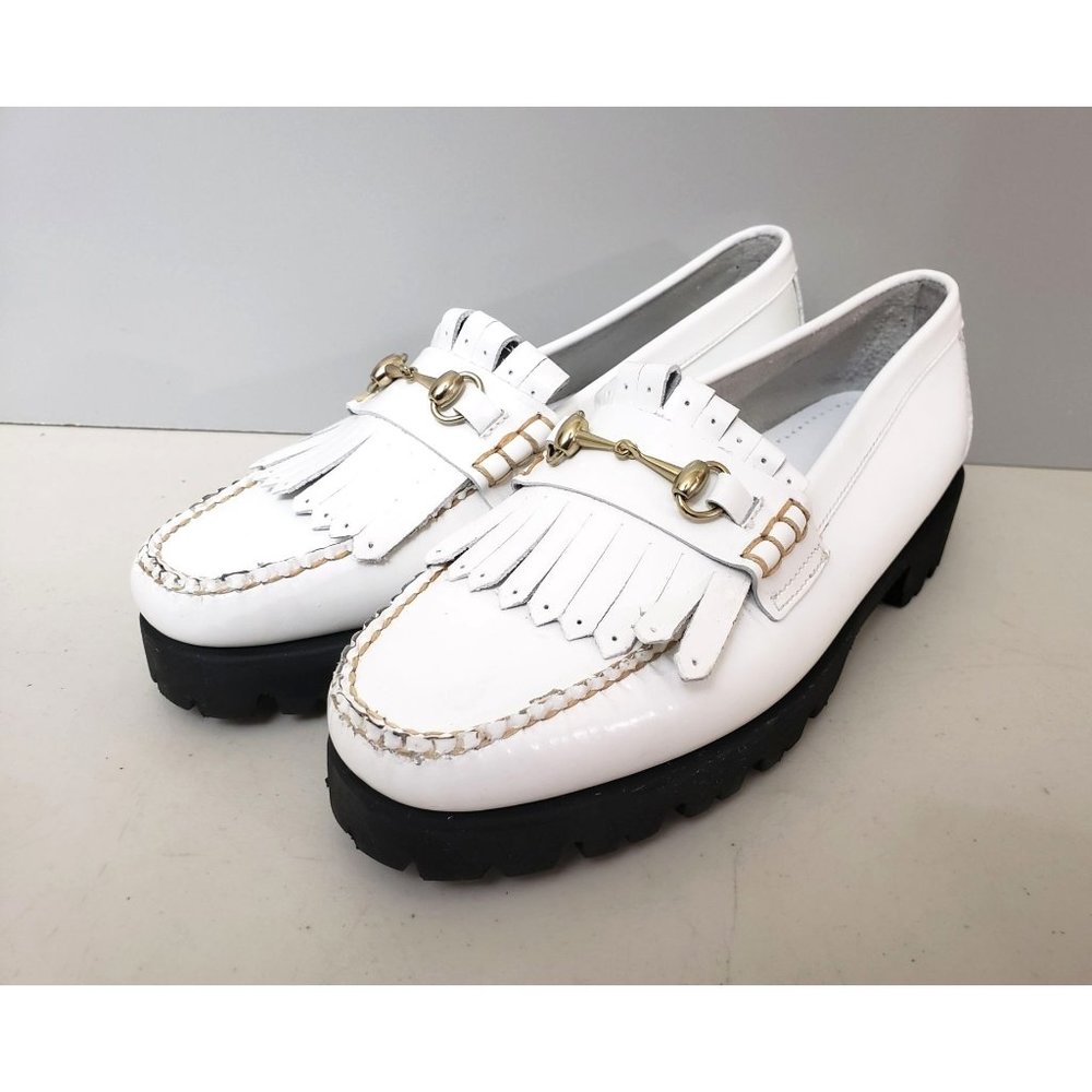G.H. Bass Weejuns Lianna Kilties Bit Lug Loafers White Size 8
